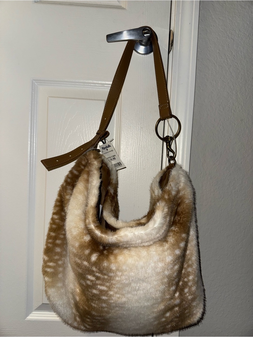Steve Madden Faux Fur Deer Print Hobo Bag Shoulder Bag New with Tags